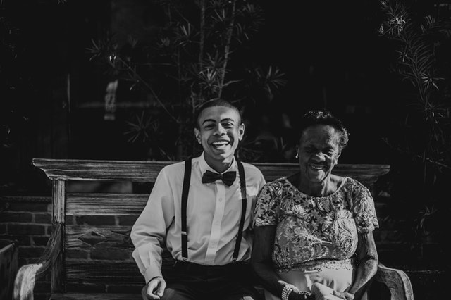 elderly care and young person